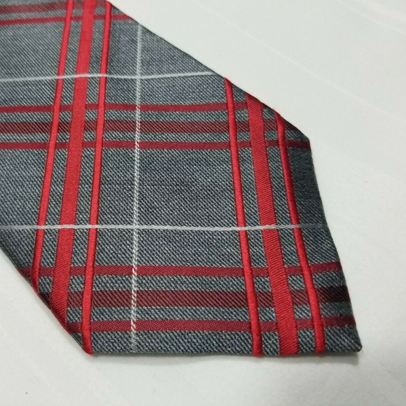 Express Other - Gray & Red Silk EXPRESS Plaid Tie